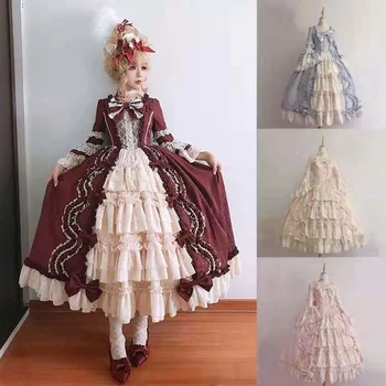 Lolita Cosplay Palace Suknelė Princesė Dress Lankas Nėriniais, Šifono Kratinys Girl Lolita Dress
